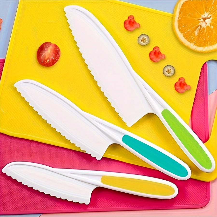 Kitchen Gadgets Essential - 3 ชิ้น, มีดเค้กพลาสติก, มีดพลาสติกในครัวเรือน, มีดทำอาหารสำหรับตัดผลไม้, สลัด,