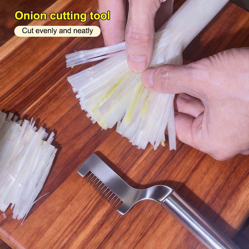 Kitchen Gadgets Essential - เครื่องตัดต้นหอมสแตนเลสแบบใหม่ เครื่องหั่นต้นหอม เครื่องหั่นผักในครัว อุปกรณ์ครัวที่จำเป็นสำหรับบ้าน
