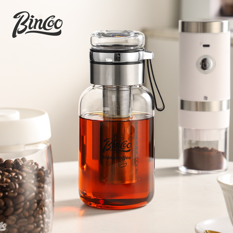 Stainless Steel Strainer - Bincoo ถ้วยกาแฟโปร่งใสสแตนเลสยาวกรองเย็นสกัดถ้วยแก้วแช่เย็นหม้อสํานักงาน 500ml น้ํา
