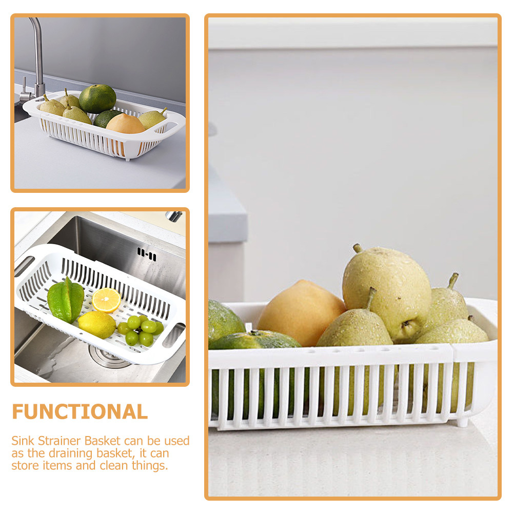 Kitchen Gadgets Essential - ตะกร้ากรองน้ำสำหรับอ่างล้างจานแบบขยายได้ 2 ชิ้น สำหรับล้าง สะเด็ดน้ำ และตากแห้ง