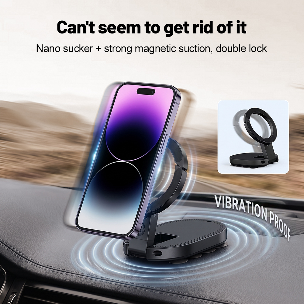 Kitchen Gadgets Essential - 360 ° ที่วางโทรศัพท์แม่เหล็กแบบหมุนได้ 3-in-1 พร้อมถ้วยดูด ปรับมุมได้หลายทิศทาง