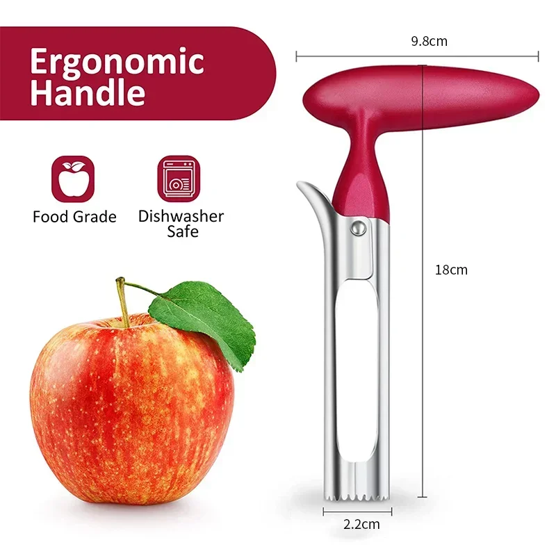 Kitchen Gadgets Essential - ที่คว้านเมล็ดผลไม้สแตนเลสคุณภาพสูง - ที่คว้านเมล็ดแอปเปิ้ลและลูกแพร์ 2-in-1 พร้อมมีดหั่นคมกริบ อุปกรณ์ครัวที่ขาดไม่ได้