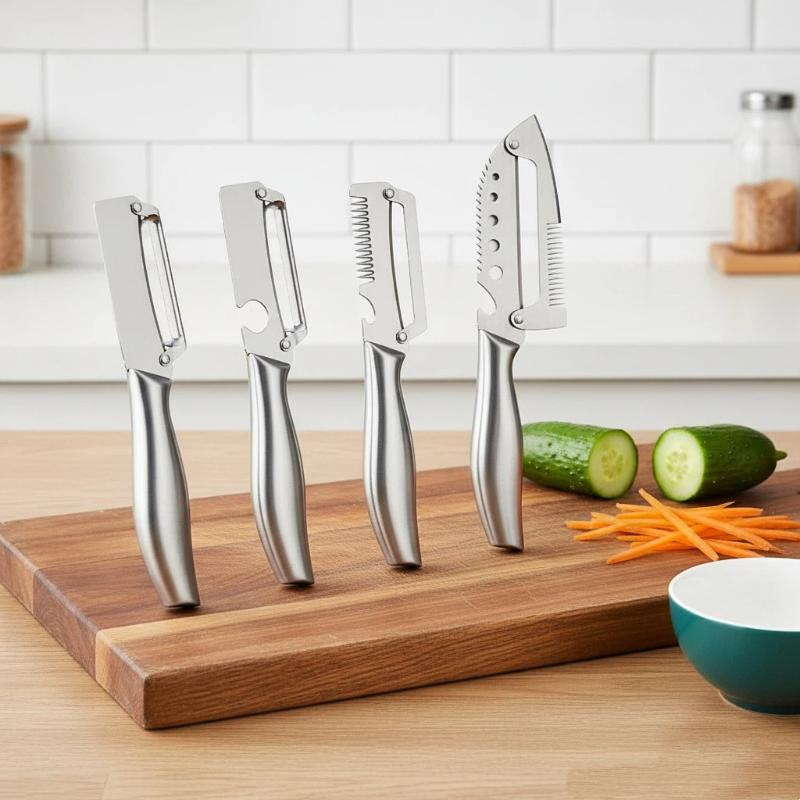 Kitchen Gadgets For Gifts - ที่ปอกผัก 5 in 1 ด้ามจับสแตนเลส เครื่องหั่นผลไม้