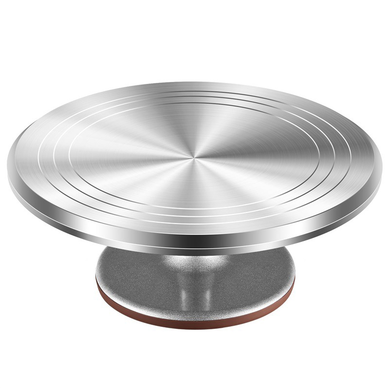 Cake Decorating Turntable - 12 นิ้วหมุนเค้กตกแต่งแผ่นเสียงห้องครัวขาตั้งอลูมิเนียมโลหะเค้ก Turntable