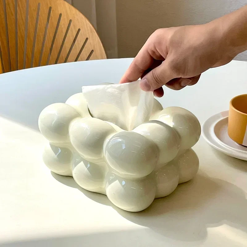 Kitchen Room Gadgets - กล่องใส่กระดาษทิชชูเซรามิกสไตล์หรูหรา เหมาะสำหรับห้องนอน ห้องนั่งเล่น และรถยนต์ ตกแต่งบ้าน อุปกรณ์ครัว