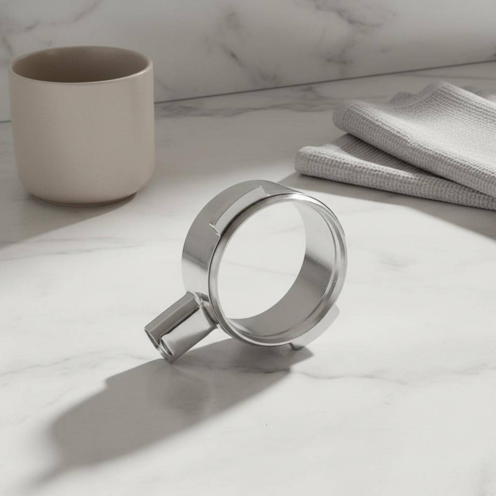Stainless Steel Strainer - หัวพอร์ทาฟิลเตอร์แบบไม่มีฐาน ขัดเงาอย่างละเอียด หัวพอร์ทาฟิลเตอร์แบบไม่มีฝาปิด ที่วางกรองเอสเพรสโซ ดีไซน์แบบถอดได้ สำหรับร้านกาแฟ
