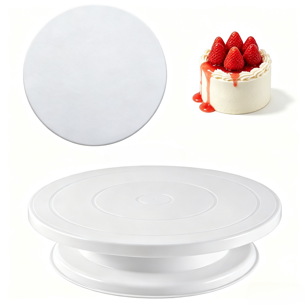 Cake Decorating Turntable - แท่นหมุนเค้กกันลื่นแบบมั่นคง แท่นหมุนตกแต่งเค้ก อุปกรณ์ทำขนม DIY อุปกรณ์ครัว อุปกรณ์ตกแต่งเค้ก