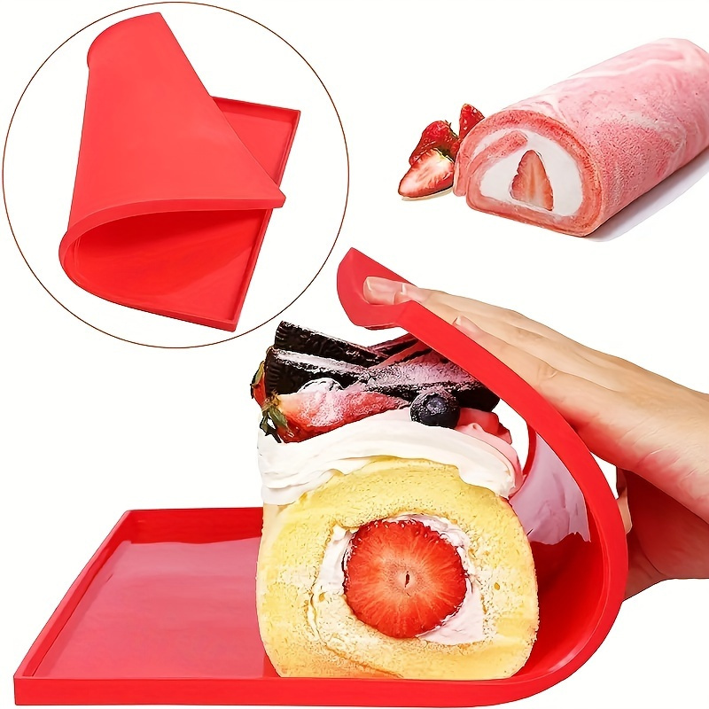 Kitchen Gadgets Essential - 1 ชิ้น, แผ่นรองเค้กสวิสโรล 12.2''x10.23'', แผ่นรองอบซิลิโคนแบบไม่ติด, เหมาะสำหรับโรลสวิสและขนม,