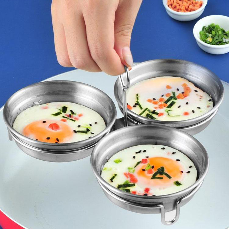 Kitchen Gadgets Essential - แม่พิมพ์กระทะต้มไข่สแตนเลส - อุปกรณ์เครื่องมือทำอาหารในครัวสำหรับไข่ต้ม - เครื่องนึ่งไข่ที่จำเป็นสำหรับครัวเรือน