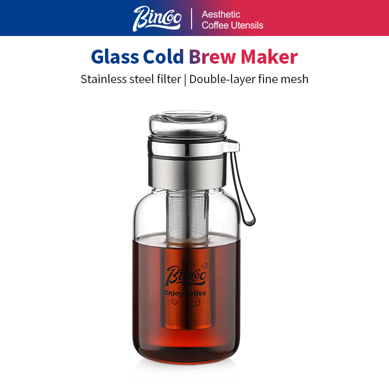 Stainless Steel Strainer - เครื่องชงกาแฟโคลด์บรูว์ Bincoo พร้อมที่กรองชาแบบยาวทำจากสแตนเลส และเหยือกเก็บความเย็นแบบสุญญากาศ